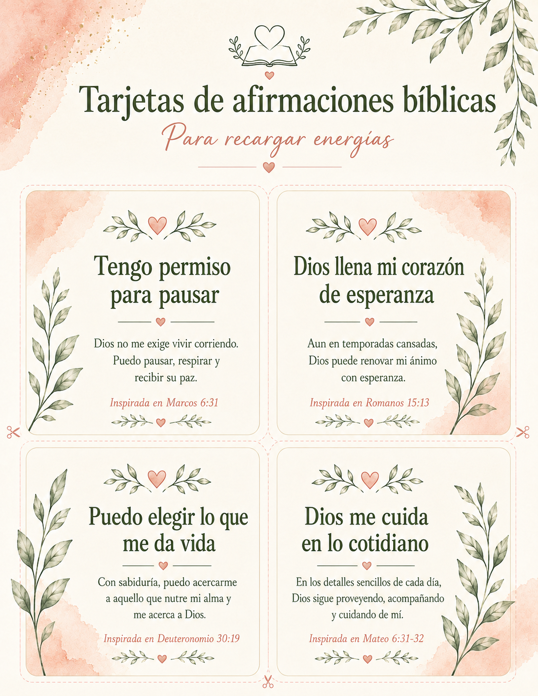Tarjetas de afirmaciones bíblicas